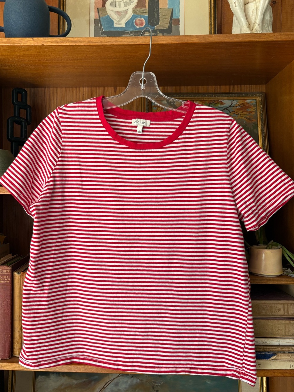 Nautical Red White Stripe Basic Tee Ella Moss L